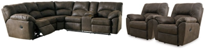 Seccional reclinable de 2 piezas Tambo y 2 sillones reclinables