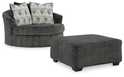Sillón giratorio de gran tamaño y otomana Biddeford