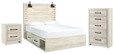 Cama Queen con Almacenamiento, Cómoda y Mesita de Noche Cambeck