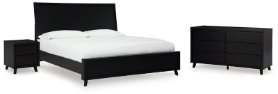 Cama con paneles, cómoda y mesita de noche Danziar King