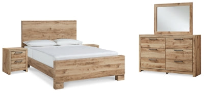 Cama con panel, tocador, espejo y 2 mesitas de noche Hyanna King