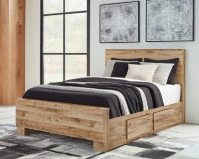Cama con paneles Hyanna Queen con 2 almacenamientos laterales