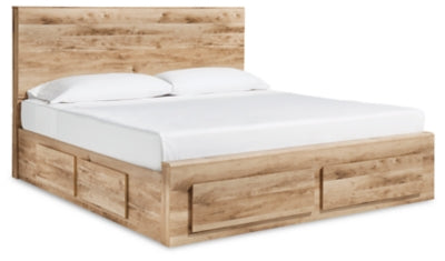 Cama de almacenamiento Hyanna King con panel y 2 cajones de almacenamiento bajo la cama