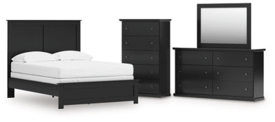 Maribel Full Panel Bed, Dresser, Mirror and Chest
