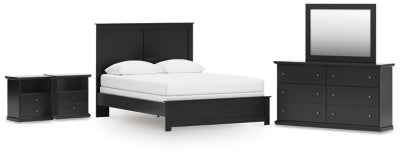 Cama Maribel Queen con Cómoda, Espejo y 2 Mesitas de Noche