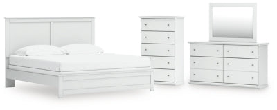 Cama de paneles King, tocador, espejo y cómoda Bostwick Shoals