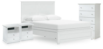 Cama de paneles Queen, cómoda y 2 mesitas de noche Bostwick Shoals