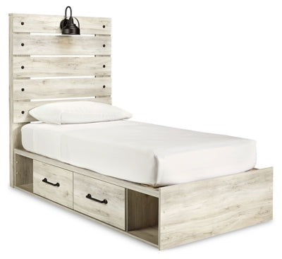 Cama individual Cambeck con panel y 4 cajones de almacenamiento