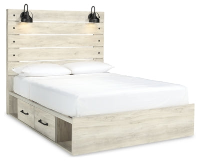 Cama Queen con panel Cambeck con 2 cajones de almacenamiento