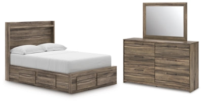 Cama, cómoda y espejo de almacenamiento de panel completo Baystorm