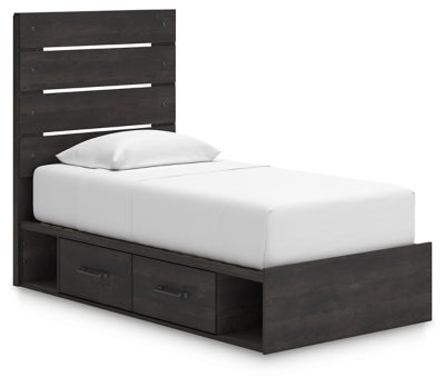 Cama de panel doble Delmorta con almacenamiento