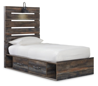 Cama de dos paneles Drystan con 4 cajones de almacenamiento