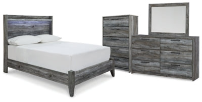 Cama Baystorm de panel completo, cómoda, espejo y cofre