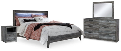 Cama tamaño King, tocador, espejo y mesita de noche Baystorm