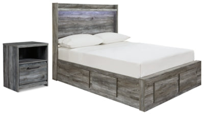 Cama con almacenaje de panel completo y mesita de noche Baystorm