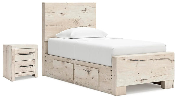 Lawroy Twin Panel Bed with Storage and Nightstand