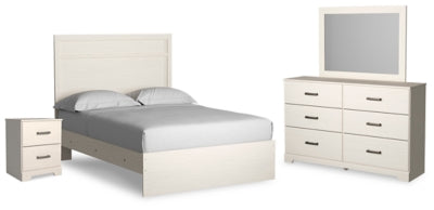 Cama, tocador, espejo y mesita de noche Stelsie Full Panel