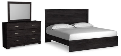 Cama con panel, tocador y espejo Belachime King