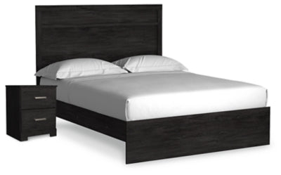 Cama Queen con Panel y Mesita de Noche Belachime