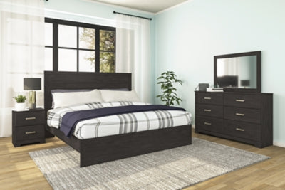 Belachime King Panel Bed, Dresser, Mirror, and Nightstand