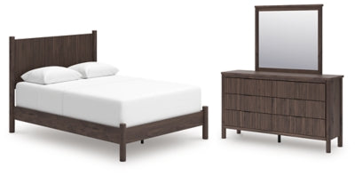 Cama Cadmori Queen, cómoda y espejo