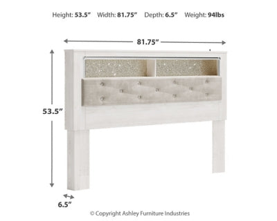 Altyra King Upholstered Panel Bookcase Headboard