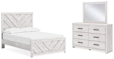 Cama, cómoda y espejo de panel completo Cayboni