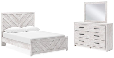 Cama con panel, tocador y espejo Cayboni Queen