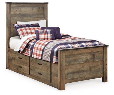 Cama de dos paneles Trinell con 2 cajones de almacenamiento