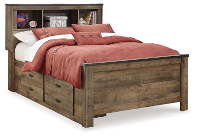 Cama Trinell con estantería completa y almacenamiento de 2 lados