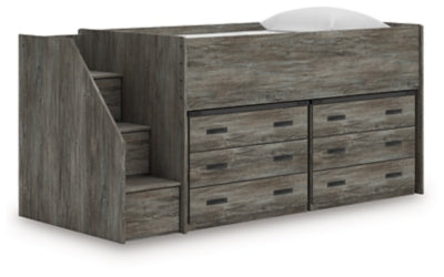 Cama alta doble Frandern con cajones de almacenamiento