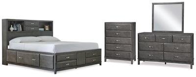 Cama Queen, cómoda, espejo y arcón Caitbrook