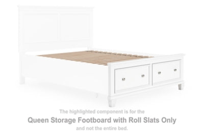 Pie de cama de almacenamiento Queen Fortman con somier de láminas