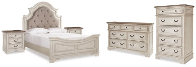 Cama Queen con paneles, cómoda, armario y 2 mesitas de noche Realyn