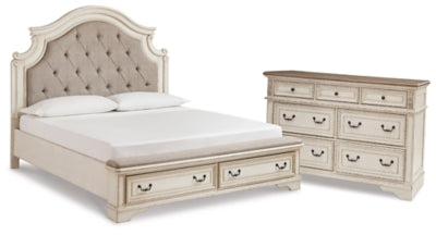 Realyn King Panel Storage Bed and Dresser