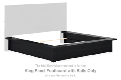 Pie de cama de panel Londer King con rieles