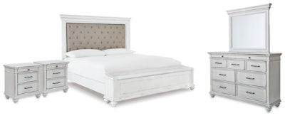 Cama, tocador, espejo y 2 mesitas de noche Kanwyn King Panel