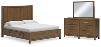 Cama con paneles, almacenaje, cómoda y espejo Cabalynn King