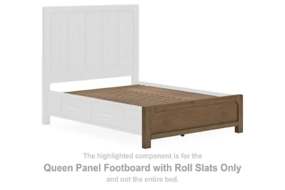Pie de cama de panel Queen Cabalynn con listones enrollables