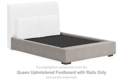 Pie de cama tapizado Queen Cabalynn con rieles