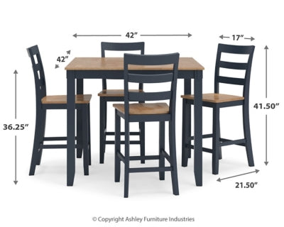 Gesthaven Counter Height Dining Table and 4 Barstools (Set of 5)