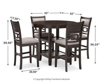 Langwest Counter Height Dining Table and 4 Barstools (Set of 5)