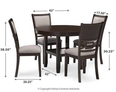 Langwest Dining Table and 4 Chairs (Set of 5)