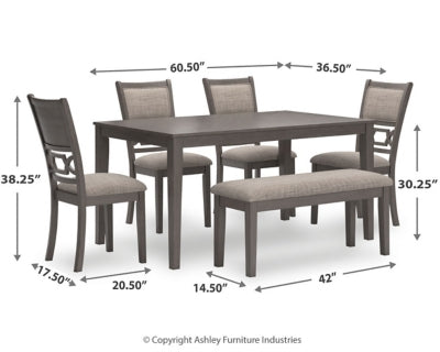 Wrenning Dining Table and 4 Chairs and Bench (Set of 6)