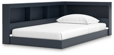 Cama de almacenamiento doble Simmenfort con estantería