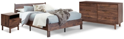 Cama Plataforma Calverson Queen con Cómoda y Mesita de Noche