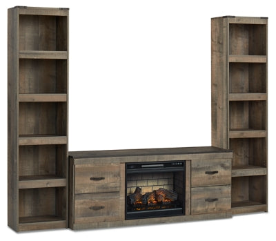 Mueble de entretenimiento Trinell de 3 piezas con chimenea eléctrica
