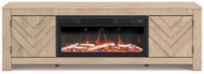 Mueble de TV con chimenea eléctrica Cayboni de 71"