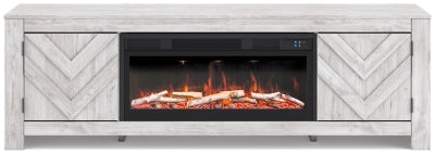 Mueble de TV con chimenea eléctrica Cayboni de 71"