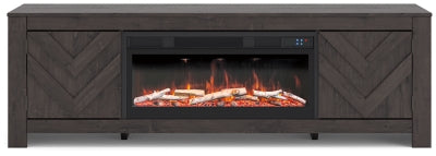 Mueble de TV con chimenea eléctrica Cayboni de 71"